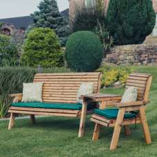 Vail Wooden Garden Angled 3+1 Seater Bench Set In Natural - UK